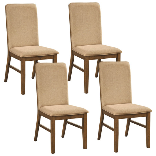 Set of 4 Upholstered Dining Chairs with Solid Rubber Wood Legs
