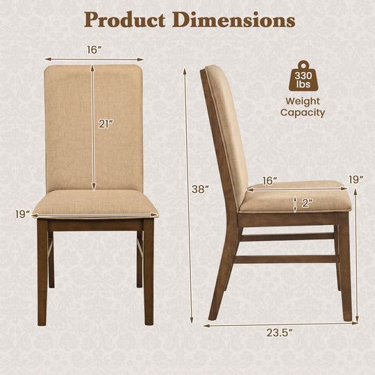 Set of 4 Upholstered Dining Chairs with Solid Rubber Wood Legs