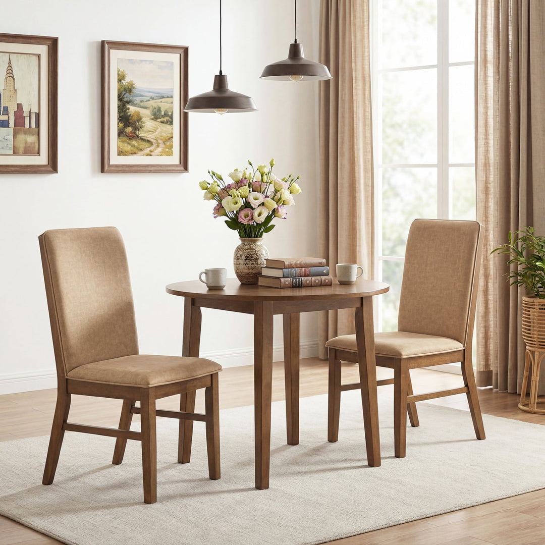Set of 4 Upholstered Dining Chairs with Solid Rubber Wood Legs