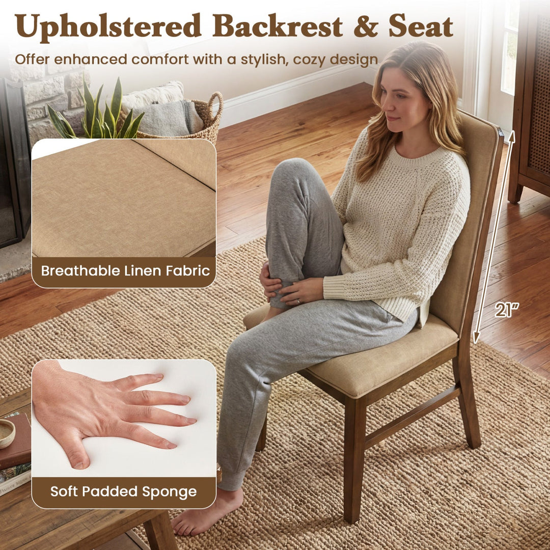 Set of 4 Upholstered Dining Chairs with Solid Rubber Wood Legs