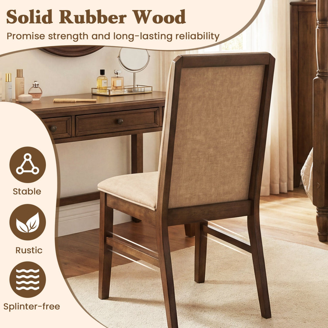 Set of 4 Upholstered Dining Chairs with Solid Rubber Wood Legs