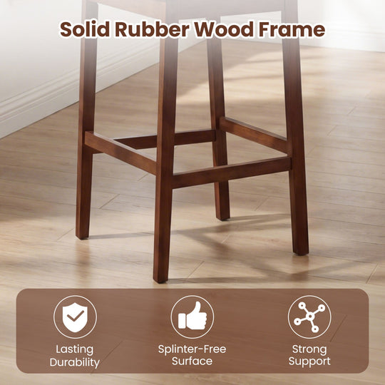Set of 4 Upholstered Barstool 29.5 Inch Bar Height with Solid Rubber Wood Frame