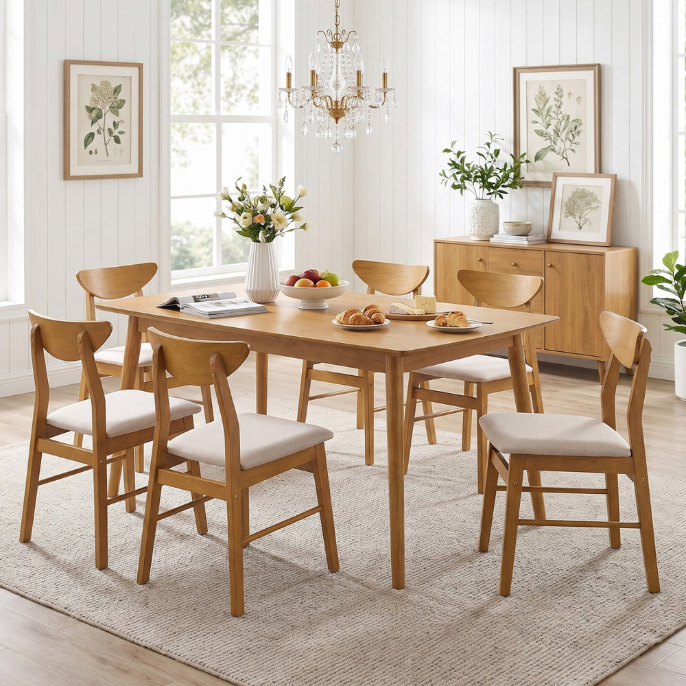 Upholstered Dining Chairs Set of 4 with Curved Backrest