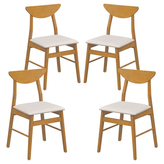 Upholstered Dining Chairs Set of 4 with Curved Backrest