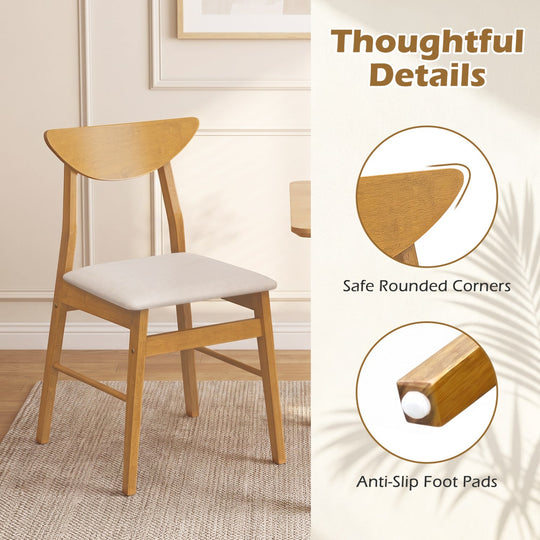 Upholstered Dining Chairs Set of 4 with Curved Backrest