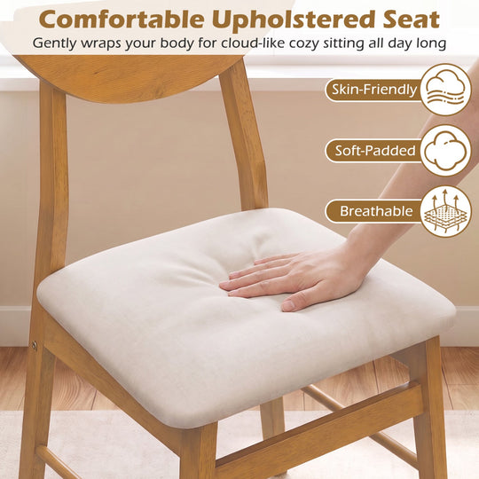 Upholstered Dining Chairs Set of 4 with Curved Backrest