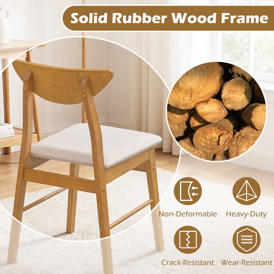 Upholstered Dining Chairs Set of 4 with Curved Backrest