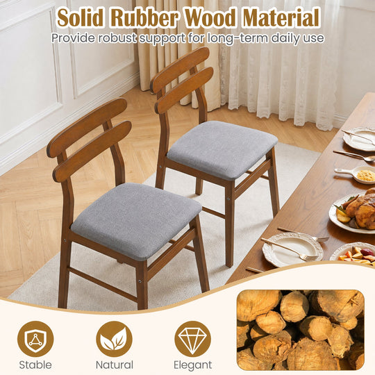 Upholstered Dining Chairs Set of 4 with Solid Wood Legs