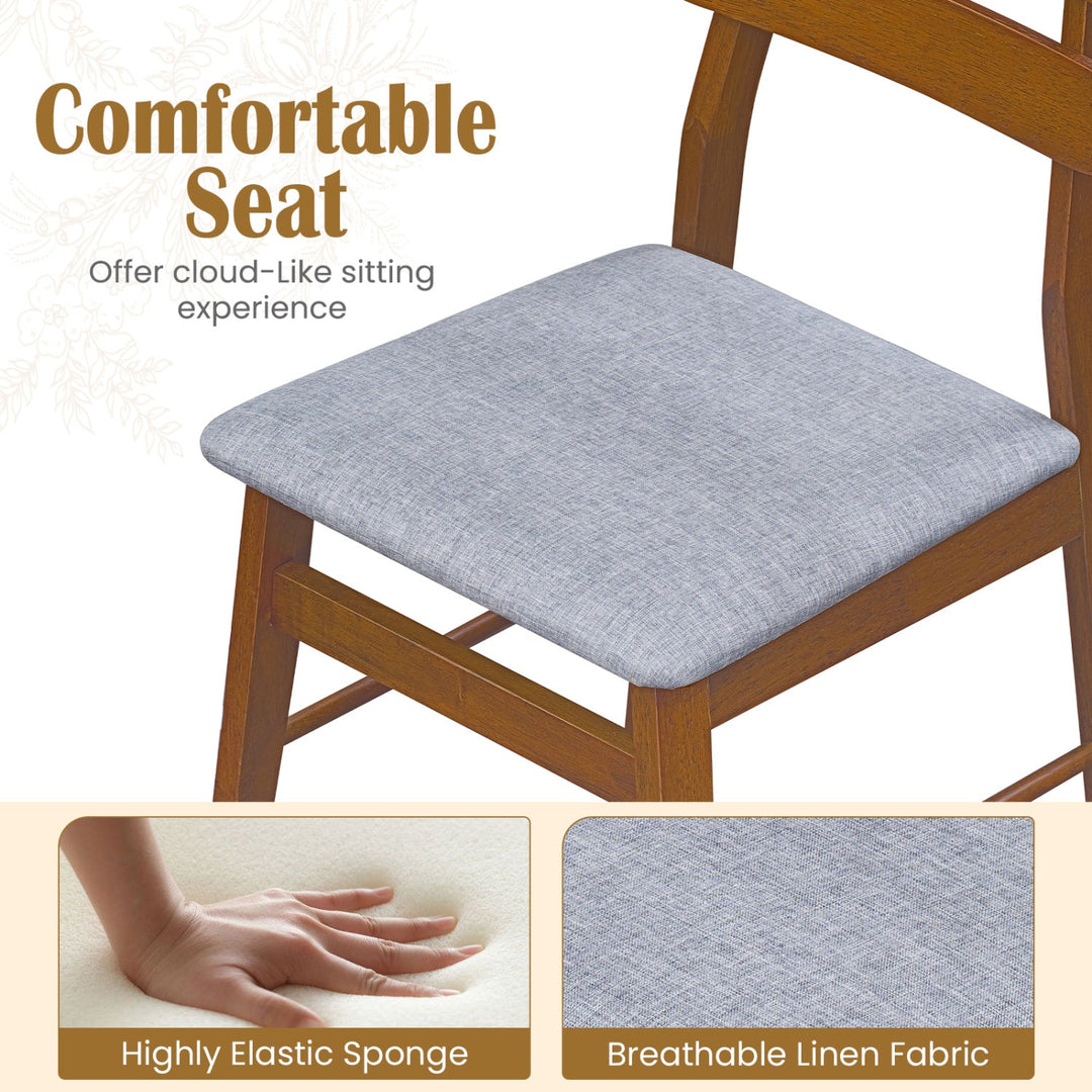 Upholstered Dining Chairs Set of 4 with Solid Wood Legs
