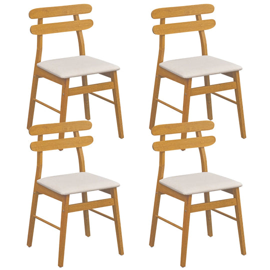 Upholstered Dining Chairs Set of 4 with Solid Wood Legs