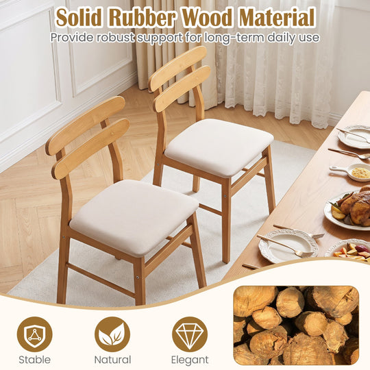 Upholstered Dining Chairs Set of 4 with Solid Wood Legs