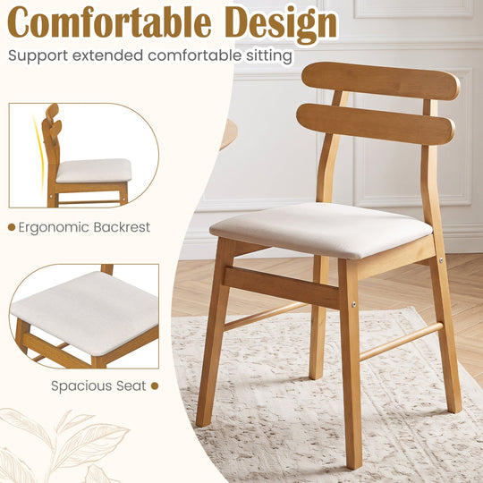 Upholstered Dining Chairs Set of 4 with Solid Wood Legs