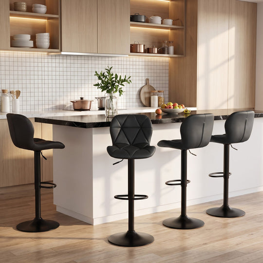 Swivel Bar Stools Set of 4 with Adjustable Height