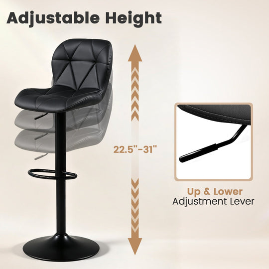 Swivel Bar Stools Set of 4 with Adjustable Height