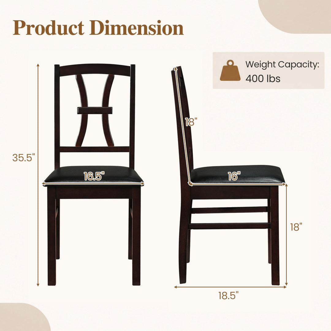 Wooden Dining Chairs Set of 4 with Padded Faux Leather Seats