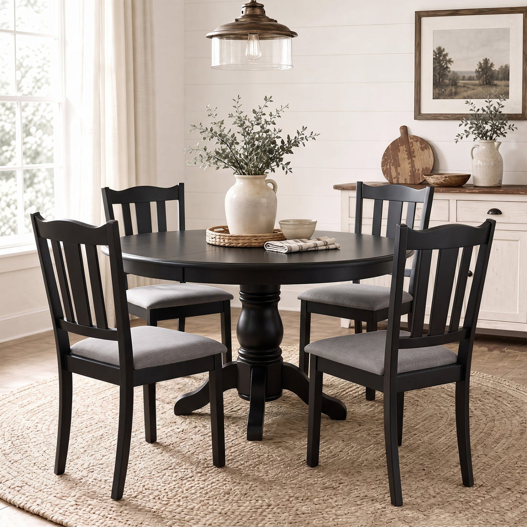 Wooden Dining Chairs Set of 4 with Padded Cushion Seats