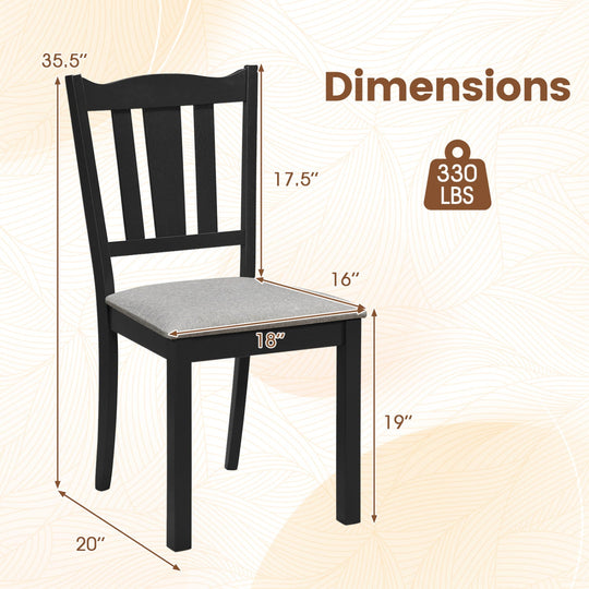 Wooden Dining Chairs Set of 4 with Padded Cushion Seats