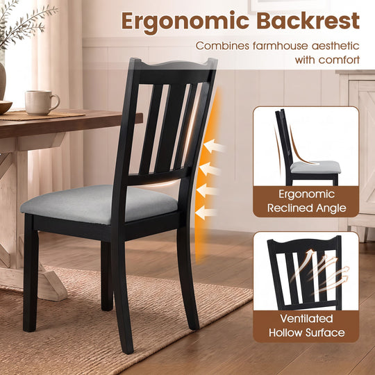 Wooden Dining Chairs Set of 4 with Padded Cushion Seats