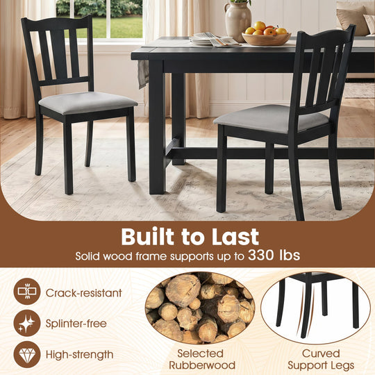 Wooden Dining Chairs Set of 4 with Padded Cushion Seats