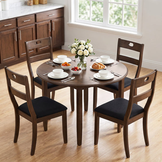 Wooden Dining Chairs Set of 4 with Padded Seats