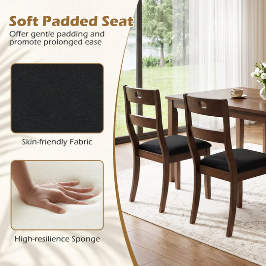 Wooden Dining Chairs Set of 4 with Padded Seats