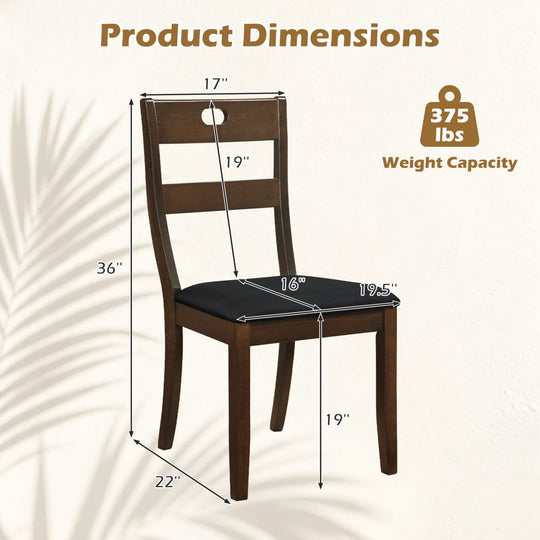 Wooden Dining Chairs Set of 4 with Padded Seats