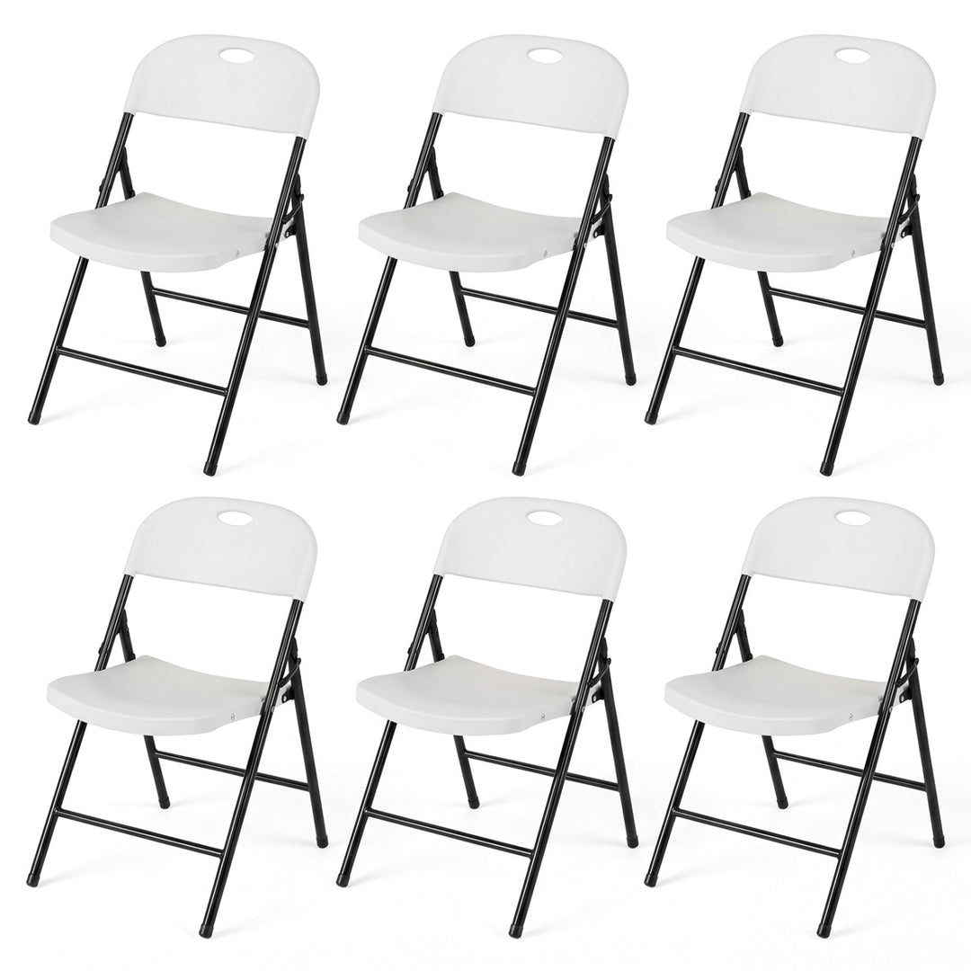 Foldable Plastic Dining Chairs Set of 6 with Ergonomic Backrest