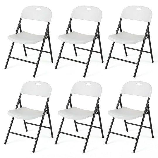 Foldable Plastic Dining Chairs Set of 6 with Ergonomic Backrest