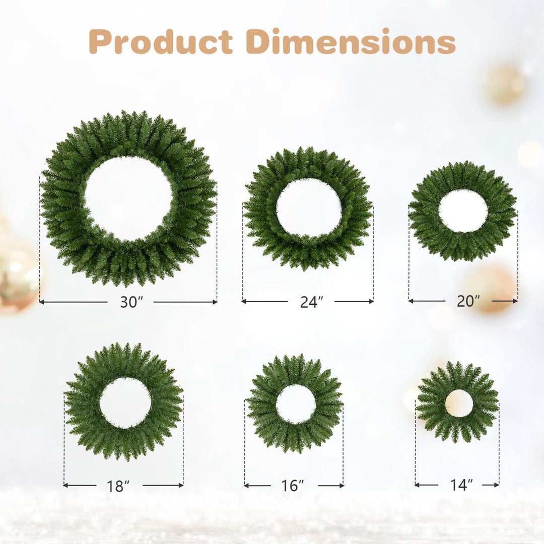 Artificial Christmas Wreaths Set of 6 with Full Branch Tips