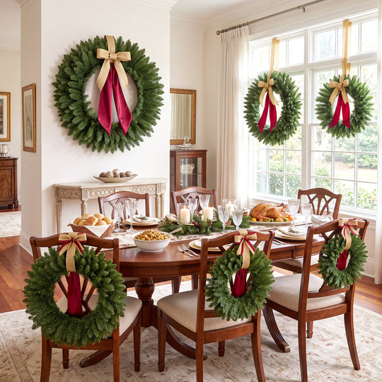 Artificial Christmas Wreaths Set of 6 with Full Branch Tips