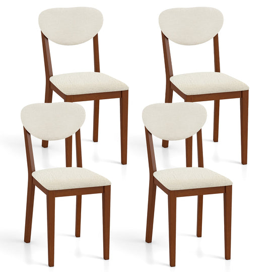 Sherpa Dining Chairs Set of 4 with Rubber Wood Legs for Dining Room-Walnut