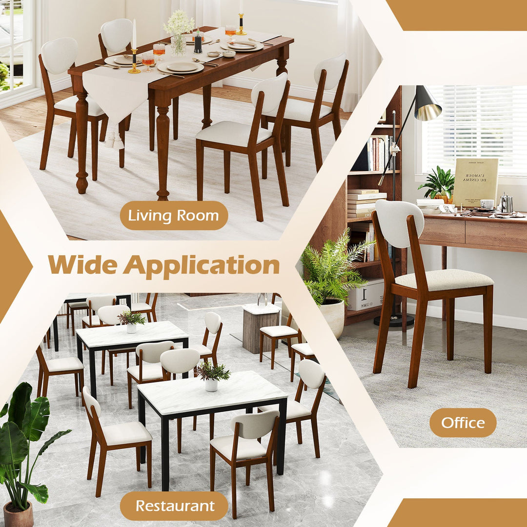 Sherpa Dining Chairs Set of 4 with Rubber Wood Legs for Dining Room-Walnut