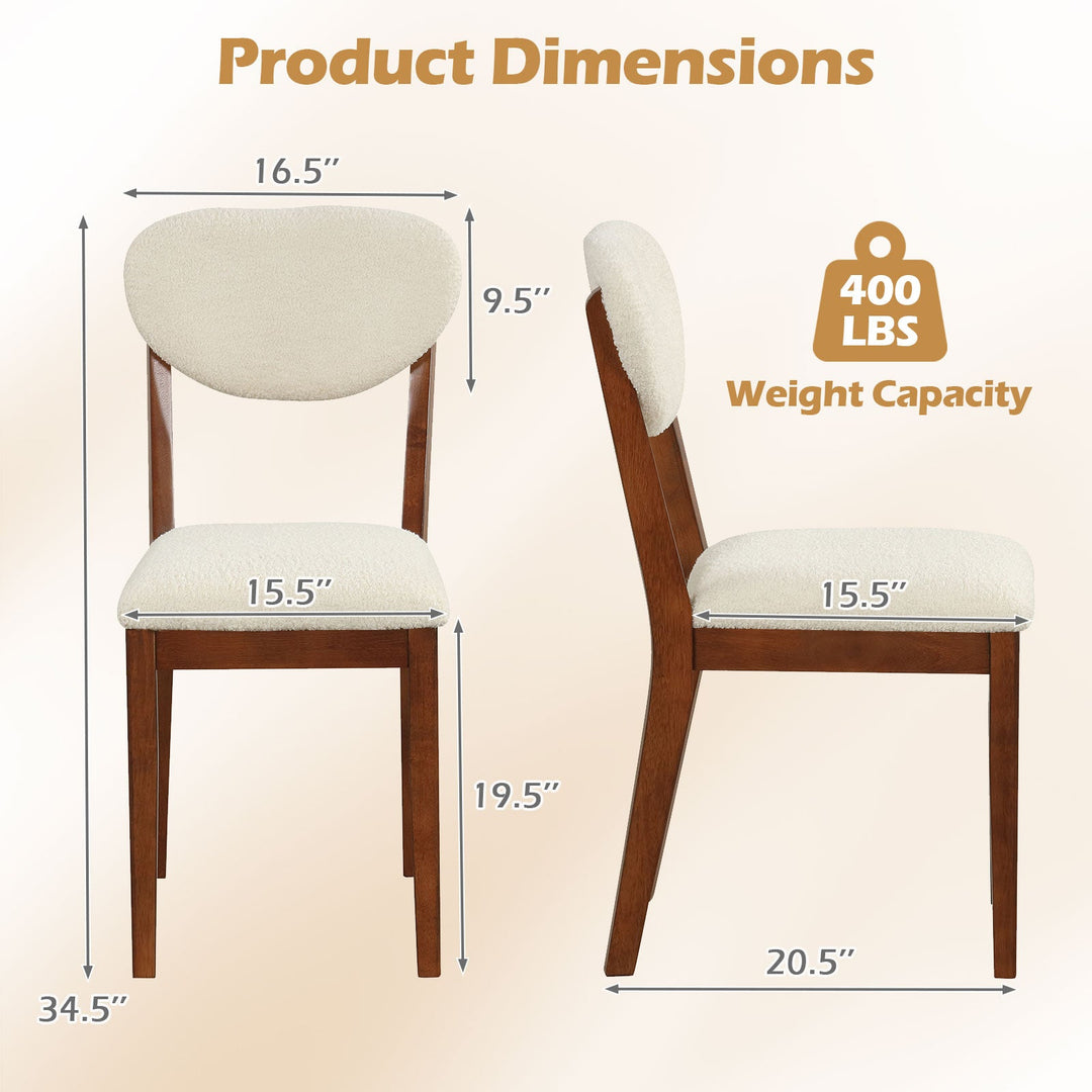 Sherpa Dining Chairs Set of 4 with Rubber Wood Legs for Dining Room-Walnut