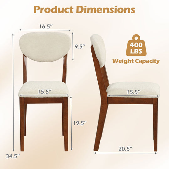 Sherpa Dining Chairs Set of 4 with Rubber Wood Legs for Dining Room-Walnut