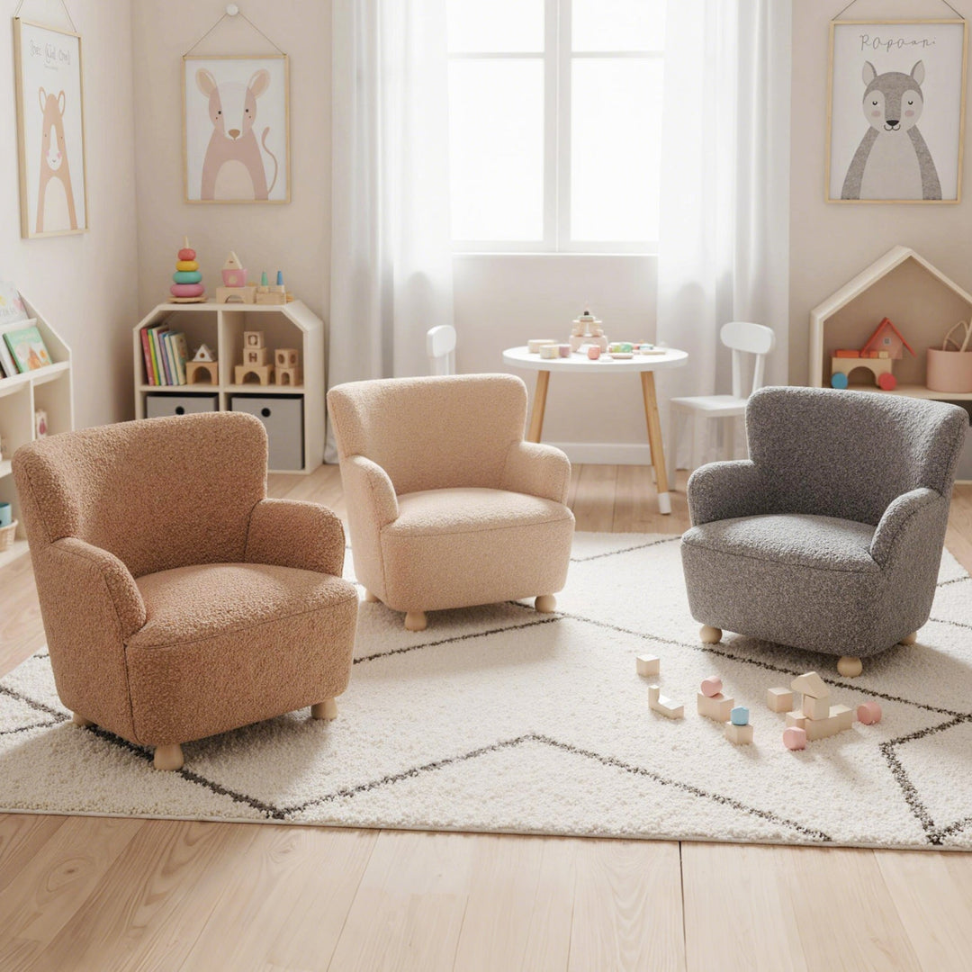 Sherpa Kids Sofa Comfy Toddler Armchair with Solid Rubber Wood Legs