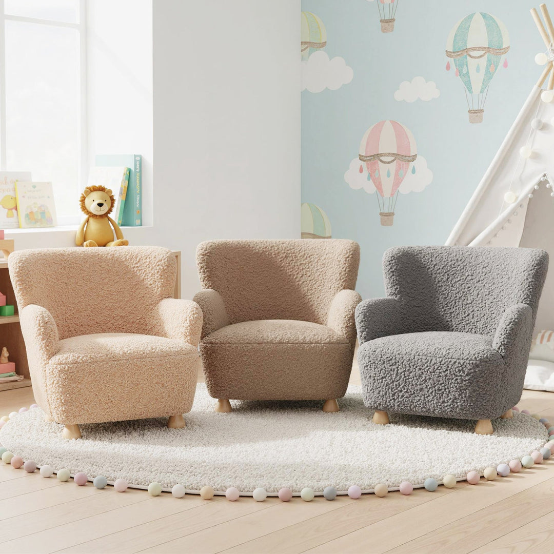 Sherpa Kids Sofa Comfy Toddler Armchair with Solid Rubber Wood Legs