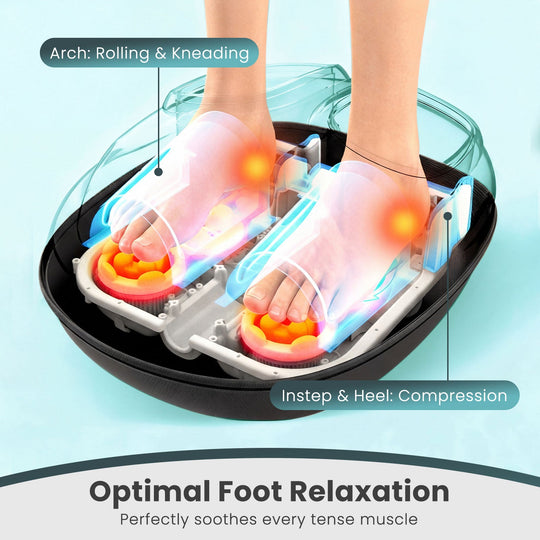 Shiatsu Foot Massager Machine with 2-Level Heat and Air Compression-Black
