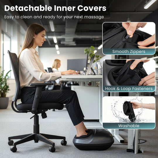 Shiatsu Foot Massager Machine with 2-Level Heat and Air Compression-Black