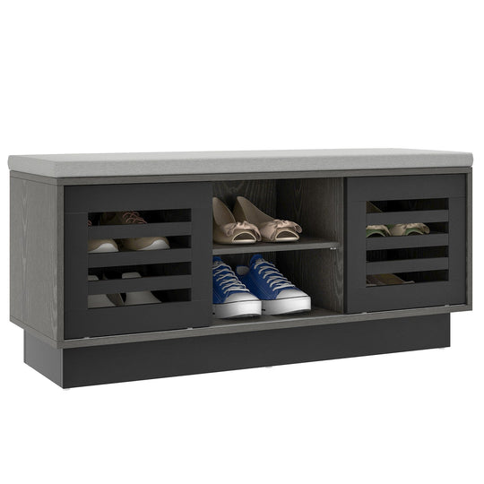 Shoe Bench with 6 Storage Compartments and 3 Adjustable Shelves