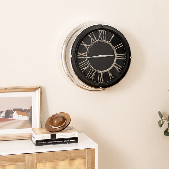13.5/17.5 Inch Silent Wall Clock with Silver Frame