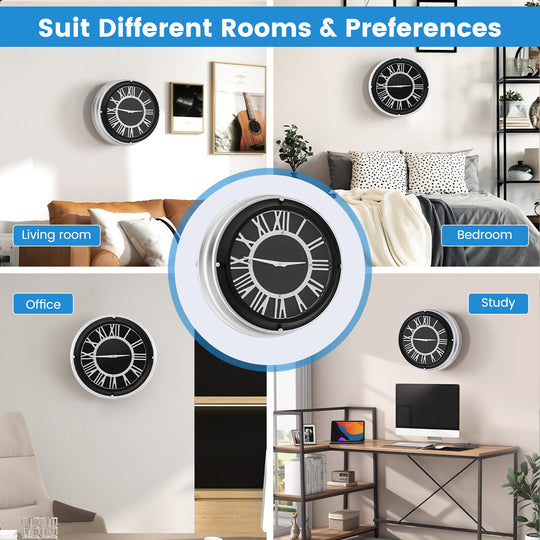13.5/17.5 Inch Silent Wall Clock with Silver Frame