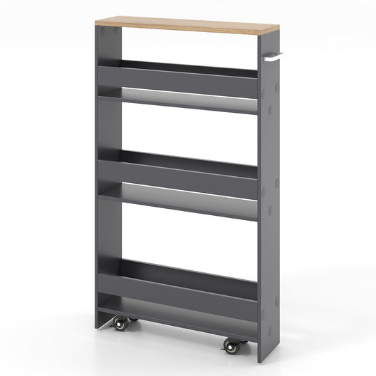 Rolling Kitchen Slim Storage Cart Mobile Shelving Organizer with Handle