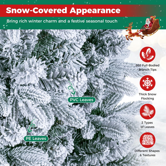 Snow-Flocked Half Christmas Tree with Branch Tips Warm White and Multi-Color LED Lights