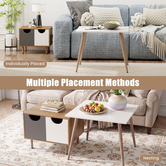 Sofa Side Tables with Metal Legs for Living Room