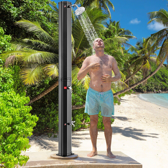 7.5 Feet 15.9 Gallon Solar Heated Outdoor Shower with Shower Head-Black