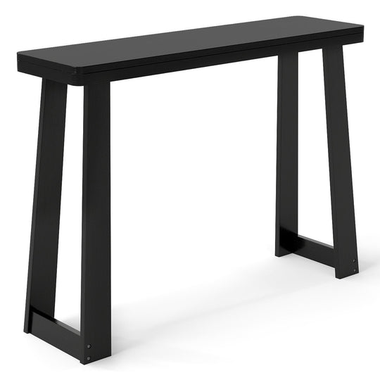 Solid Rubber Wood Console Table 43inch Narrow Entryway Table with Thick Tabletop and Stable Base