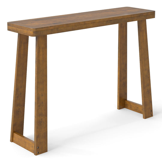 Solid Rubber Wood Console Table 43inch Narrow Entryway Table with Thick Tabletop and Stable Base