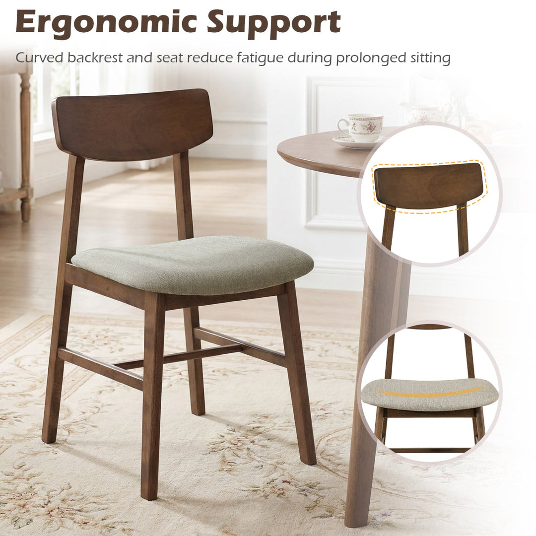 Solid Rubber Wood Dining Chairs Set of 4 with Curved Backrest
