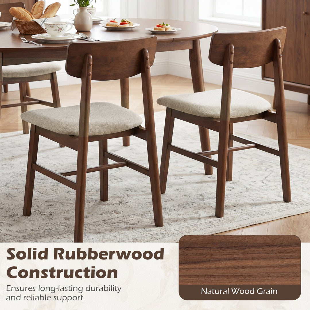 Solid Rubber Wood Dining Chairs Set of 4 with Curved Backrest