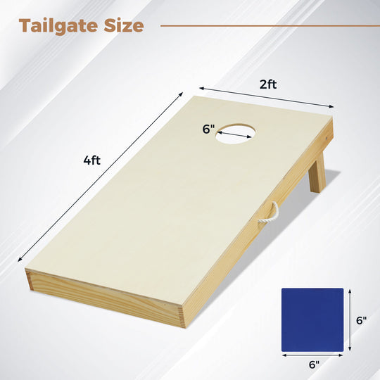 Solid Wood Cornhole Board Set Portable Corn Hole Game Board Includes 8 Bean Bags-M